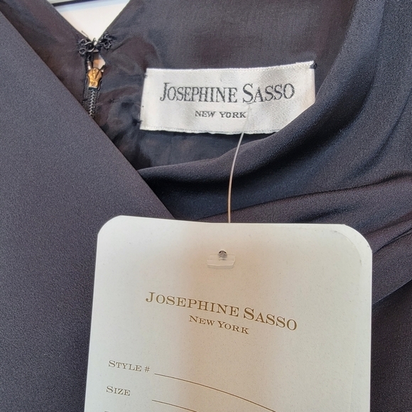 JOSEPHINE SASSO Vintage Dress Black Ruffle VNeck Sleeveless Zip Women Sz S Lined - Picture 7 of 10